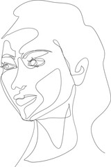 Face line art drawing illustration on transparent background.	 - 785902988