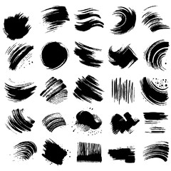 Brush strokes texture. Black grunge brush stroke template. Ink brush stroke collection.