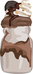 Milkshake with whipped cream illustration on transparent background.
