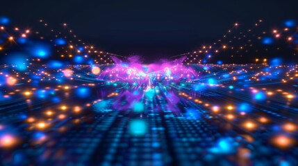 Obraz premium Hi Tech Network Connection Grid futuristic abstract background