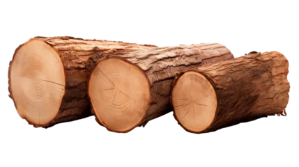  Three round wood logs isolated on a white background © Shahzaib