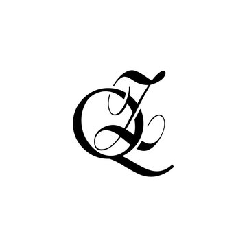 Initial Mixed Letter Logo. Logotype design. Simple Luxury Black Flat Vector QZ