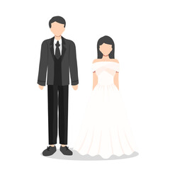 Fototapeta premium bride and groom illustration flat style vector isolated on white and transparent background. wedding, married