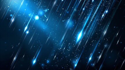 Meteor rain with falling glowing comets background