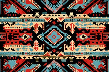 Tribal  ornament,  Seamless African pattern,  Ethnic carpet with chevrons,  Aztec style