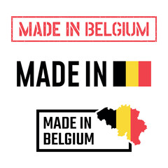 made in Belgium labels set, Belgian product icons