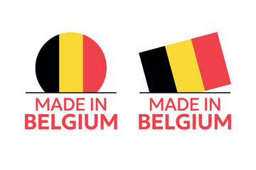 made in Belgium labels set, Belgian product icons