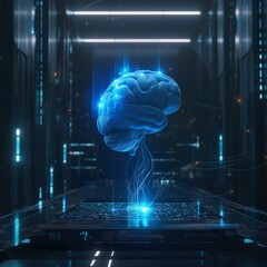 AI Brain Interface within a High-Tech Laboratory