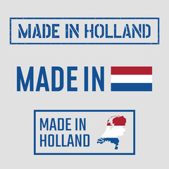 made in Netherlands labels set, Holland product icons