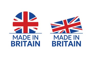 made in United Kingdom labels set, Great Britain product icons