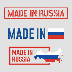 made in Russia labels set, Russian product icons