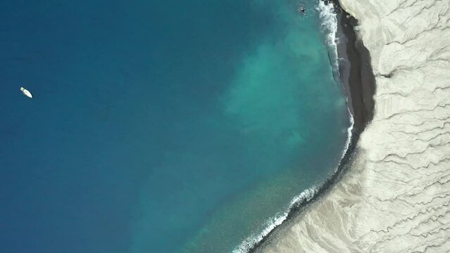 Abstract top down drone dolly of San Benedicto coastline, Revillagigedo Islands