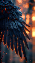 Embrace the Guardian's Majestic Wings in the Serene Shadows of Nightfall's Glow