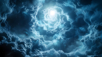Ethereal Storm Clashes with Celestial Serenity in Captivating Hyper-Detailed 3D Render - obrazy, fototapety, plakaty