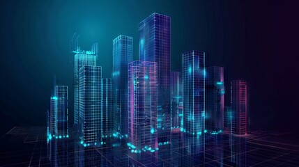 Virtual Reality Abstract Digital Buildings