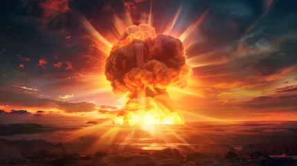 Foto op Aluminium Nuclear bomb wallpaper the power of destruction and its impact on the world © DrPhatPhaw