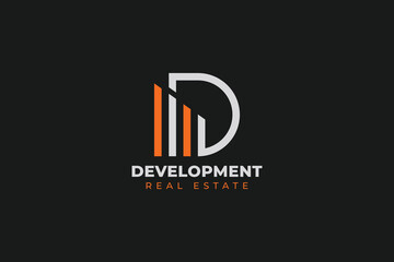 D latter real estate logo and vector