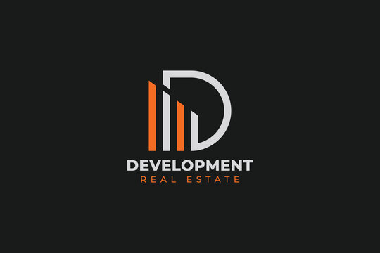 D latter real estate logo and vector
