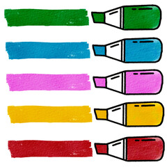 set of paint brushes highlighter pen