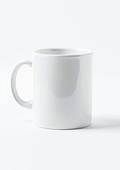 White Ceramic Coffee Mug on a Plain Background in Bright Studio Light