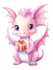 PNG Dragon cute character animal celebration pink