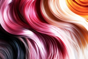 Vibrant Blue and Pink Wavy Hair Strands Captured in Soft Lighting