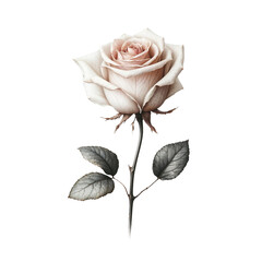 Rose isolated on transparent background. AI 