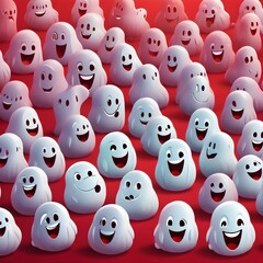red and white cartoon ghosts smiling