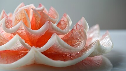  Thai pomelo with the pink and white segments vividly standing out. - obrazy, fototapety, plakaty