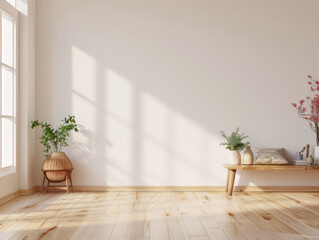 Minimalist serene interiors in earthy tones. Interior decor composition.