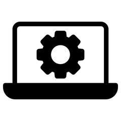 laptop setting icon, simple vector design