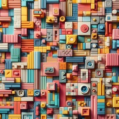 Colorful Brick Walls, Repeated Patterns. Generative AI