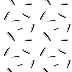 black and white seamless pattern with bullet ammo.