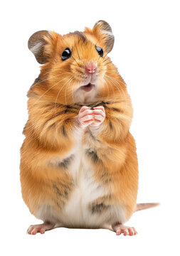Cute golden hamster with a curious expression isolated on transparent background