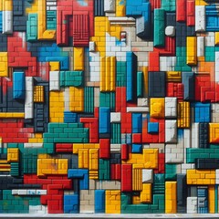 Colorful Brick Walls, Repeated Patterns. Generative AI