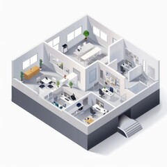 Fototapeta na wymiar 3D Render of a professional isometric vector illustration presenting the organization of an office environment, Generative AI