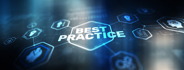 Inscription Best practice. Concept of business, technology, the Internet and the network