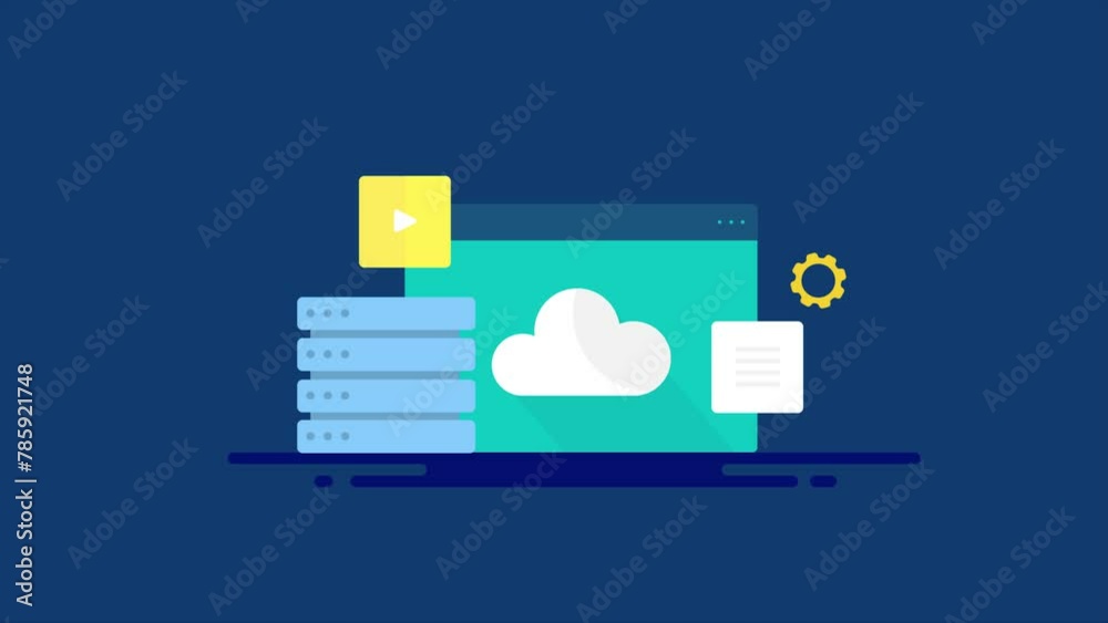 Wall mural secured web hosting, cloud server data protection from unauthorised access, conceptual video animati