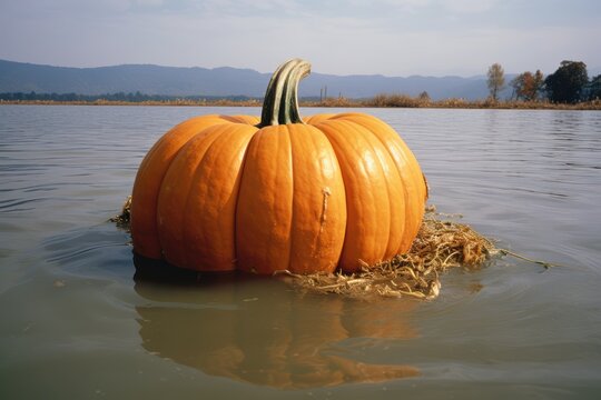 Harvested Pumpkin: A floating pumpkin harvested at the peak of ripeness.