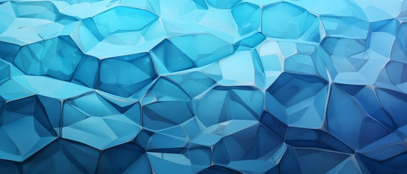 Realistic depiction of hexagonal skin hydration, flat, icy blue glacier background,