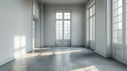 A three-dimensional miniature empty room, grey wall. Generative AI.