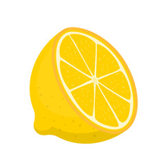 Fresh fruit half cutted yellow lemon cartoon vector isolated illustration