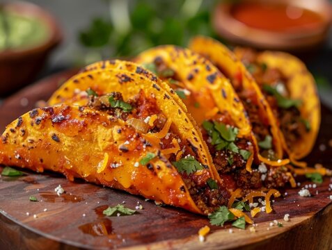 Birria Tacos Consome Dipping Sauce Lime Wedges Beef Food Background Image 