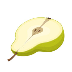 Fresh fruit half sliced green pear cartoon vector isolated illustration - 785924506