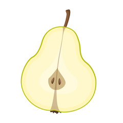 Fresh fruit half sliced green pear cartoon vector isolated illustration - 785924532