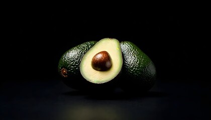Minimal view of half an avocado