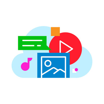 backup and save media in cloud storage concept illustration flat design. simple modern graphic element for landing page ui, infographic, icon