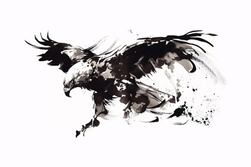 鷲の水墨画 - obrazy, fototapety, plakaty