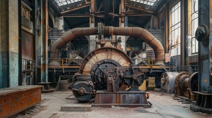 Fototapeta na wymiar Turbine, Generator und Pumpensatz in einem historischen Pumpspeicherwerk