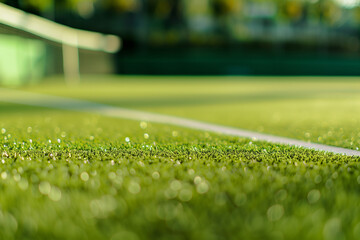 Closeup of grass tennis court  - 785927705